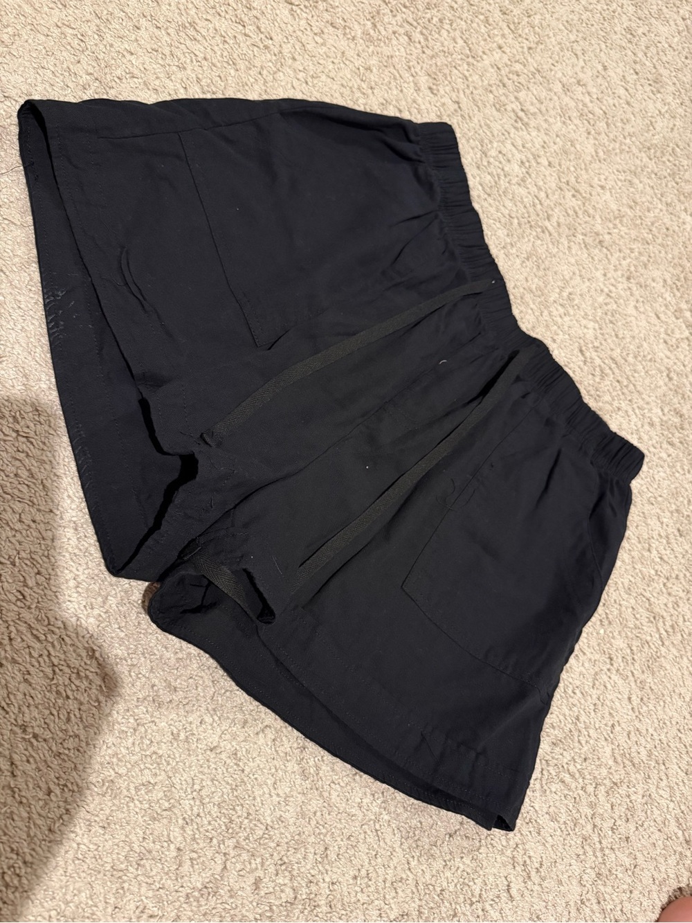 Men's Black Elastic-Waist Casual Shorts